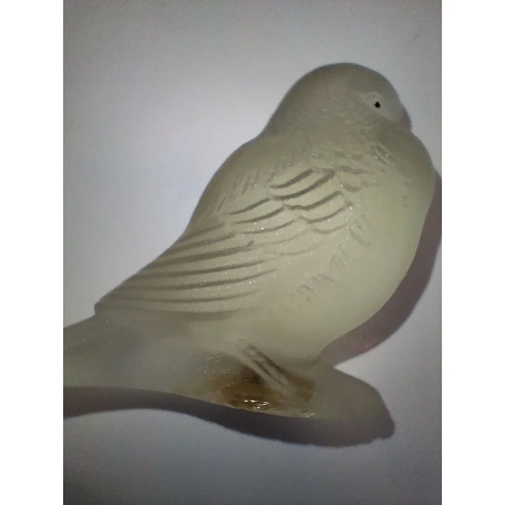 VTG Frosted Glass Bird Figurines Set of 4 Dove Sparrow Pigeon Art Glass 1960-80s